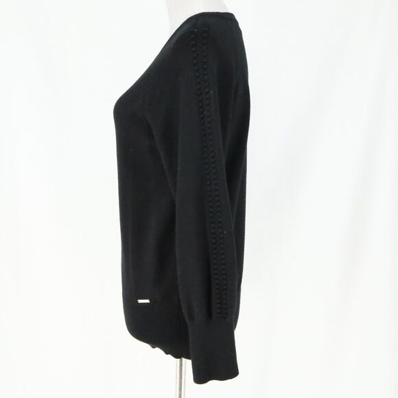 T Tahari Sweater Womens Large Black Cotton Knit Pullover 3/4 Sleeves Stretch - Picture 10 of 13